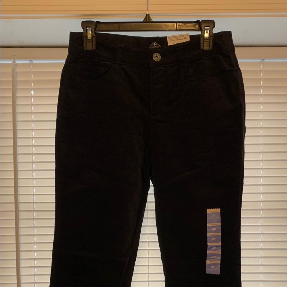 New with tags: Black corduroy straight leg pants.